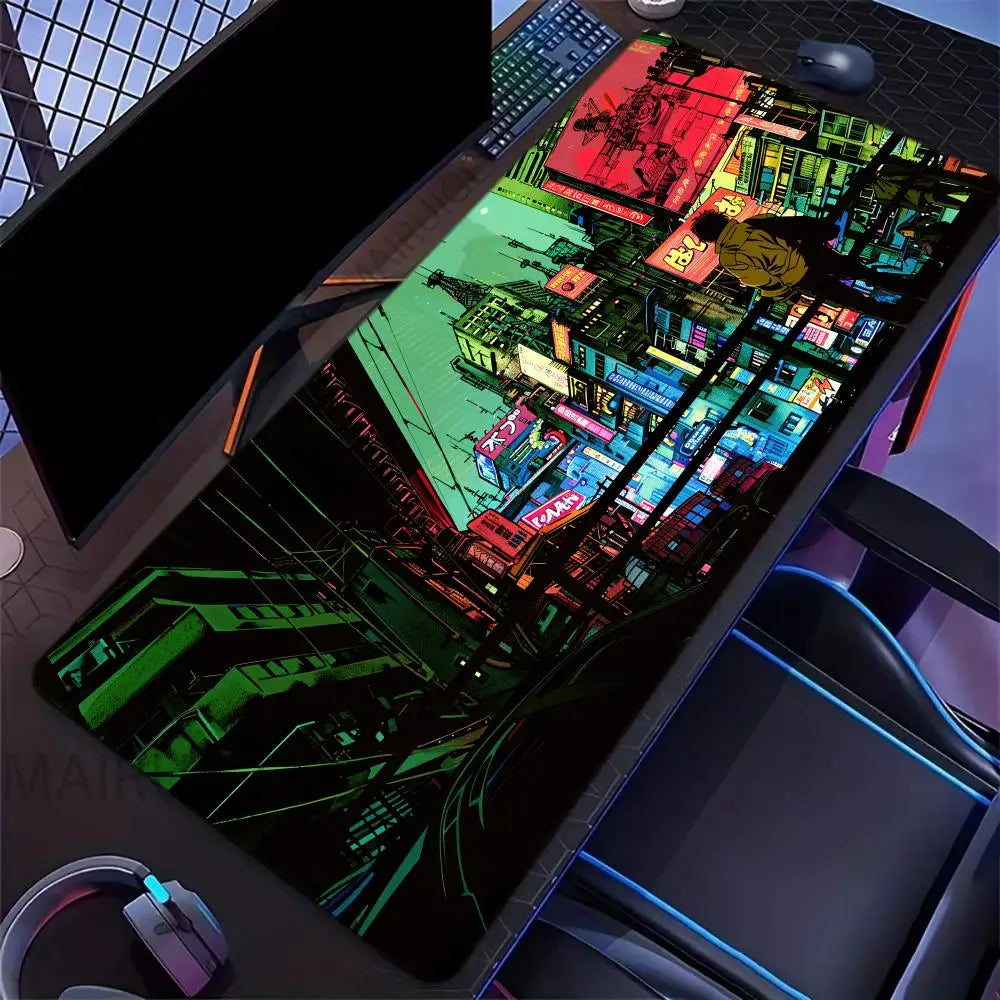 Neon City Stream Desk Mat — Level Up Your Setup